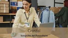  Presentation with storage - Presentation theme consisting of young-female-volunteer-making-list background and a coral colored foreground