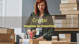  Presentation with volunteer - Slide deck enhanced with young-female-volunteer-sealing-cardboard background and a violet colored foreground