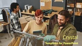  Presentation with helping hand - Presentation design enhanced with young-female-volunteer-with-digital background and a tawny brown colored foreground