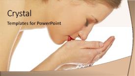  Presentation with clear water - PPT layouts enhanced with young female washing her face background and a  colored foreground