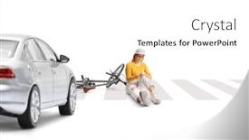  Presentation with knee - Slide deck having young-female-with-a-bicycle background and a white colored foreground