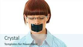 Presentation with duct - Audience pleasing PPT theme consisting of young female with duct tape backdrop and a sky blue colored foreground