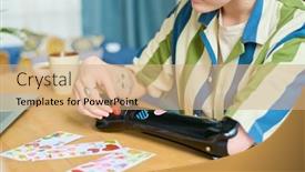  Presentation with black female - PPT layouts with young-female-with-myoelectric-arm background and a coral colored foreground