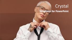  Presentation with female - Slides consisting of young-female-with-short-dyed background and a tawny brown colored foreground