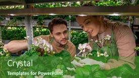  Presentation with vertical farm - Beautiful slides featuring young-female-worker-of-vertical backdrop and a forest green colored foreground