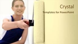  Presentation with female liver diseases - PPT layouts featuring young female worker painting wall background and a cream colored foreground