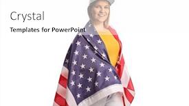  Presentation with wrapped flag - PPT theme consisting of young-female-wrapped background and a white colored foreground