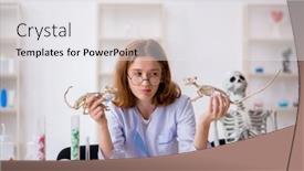  Presentation with lab - PPT theme featuring young-female-zoologist-working background and a white colored foreground
