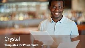  Presentation with audit financier - Beautiful presentation theme featuring young financier with toothy smile backdrop and a tawny brown colored foreground