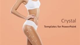  Presentation with skin care - Presentation with young-fit-and-beautiful-brunette background and a  colored foreground
