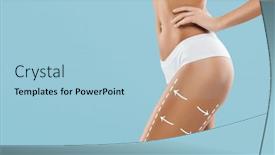  Presentation with skin care - PPT theme having young-fit-and-beautiful-brunette background and a  colored foreground