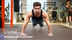  Presentation with gym - Audience pleasing slides consisting of young-fit-man-doing-push backdrop and a coral colored foreground