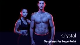  Presentation with isolation - Audience pleasing PPT layouts consisting of young-fit-sportswoman-with-dumbbell backdrop and a navy blue colored foreground