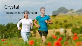  Presentation with blue green - Colorful PPT layouts enhanced with young fitness couple doing sports backdrop and a  colored foreground