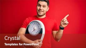  Presentation with blue eyes - PPT theme with young-fitness-man-with-blue background and a tawny brown colored foreground