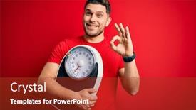  Presentation with weight - Presentation featuring young-fitness-man-with-blue background and a tawny brown colored foreground