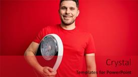  Presentation with weight - PPT theme consisting of young-fitness-man-with-blue background and a crimson colored foreground