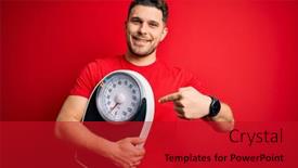  Presentation with blue eyes - PPT theme enhanced with young-fitness-man-with-blue background and a crimson colored foreground
