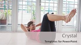  Presentation with fitness - Audience pleasing PPT layouts consisting of young-fitness-woman-doing backdrop and a light gray colored foreground