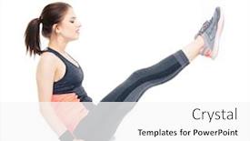 Presentation with abdominal - Beautiful slide set featuring young fitness woman making abdominal exercises on the floor isolated on a white background backdrop and a white colored foreground