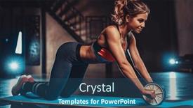  Presentation with abdominal - PPT theme featuring young-fitness-woman-training background and a ocean colored foreground