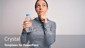  Presentation with woman sport - Presentation theme featuring young-fitness-woman-wearing-sport background and a gray colored foreground