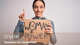  Presentation with protest - Slide set with young-fitness-woman-wearing-sport background and a coral colored foreground