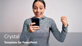  Presentation with victory sport - Slide set consisting of young-fitness-woman-wearing-sport background and a gray colored foreground