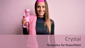  Presentation with woman sport - Cool new PPT layouts with young-fitness-woman-wearing-sport backdrop and a coral colored foreground