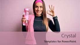  Presentation with woman sport - Amazing presentation theme having young-fitness-woman-wearing-sport backdrop and a coral colored foreground