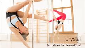  Presentation with flexible - Presentation enhanced with young-flexible-fit-women-hanging background and a lemonade colored foreground