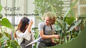  Presentation with apprentice - Slide deck enhanced with young-florist-as-apprentice background and a mint green colored foreground