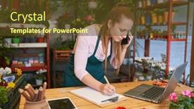  Presentation with order - Presentation theme with young-florist-in-the-flower background and a tawny brown colored foreground