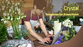  Presentation with data - Audience pleasing presentation design consisting of young florist searching for necessary backdrop and a tawny brown colored foreground