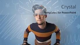  Presentation with rider - Beautiful PPT theme featuring young foolish crazy rider with doodle on the background backdrop and a light blue colored foreground