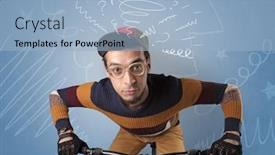  Presentation with rider - Colorful presentation theme enhanced with young foolish crazy rider with doodle on the background backdrop and a light blue colored foreground