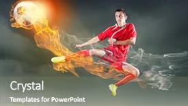  Presentation with football stadium - Presentation theme having showreel - young girl tv reporter is background and a coral colored foreground