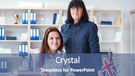  Presentation with english foreign language - Beautiful PPT layouts featuring young foreign student during english backdrop and a ocean colored foreground