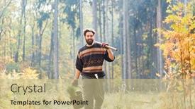  Presentation with pine forest - Audience pleasing PPT theme consisting of young-forest-worker-or-forest backdrop and a mint green colored foreground