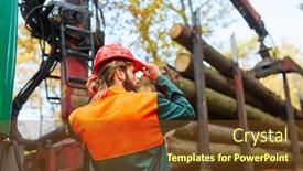  Presentation with loading - Colorful PPT theme enhanced with young-forest-worker backdrop and a tawny brown colored foreground