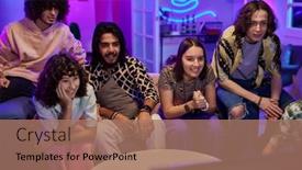  Presentation with intercultural - Slides having young-friendly-intercultural-people background and a coral colored foreground