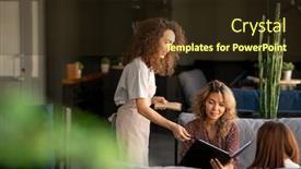  Presentation with restaurant menu - Colorful presentation theme enhanced with young-friendly-waitress-of-restaurant backdrop and a wine colored foreground