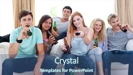  Presentation with drinking alcohol - Beautiful presentation design featuring young friends drinking beer backdrop and a ocean colored foreground