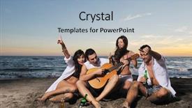  Presentation with celebrate - Cool new presentation theme with detailed view of colorful wooden roof shingles backdrop and a gray colored foreground