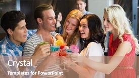  Presentation with together - Audience pleasing presentation consisting of young friends having a drink backdrop and a  colored foreground