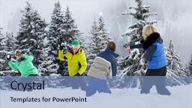  Presentation with snowball - Audience pleasing presentation theme consisting of coth - group of young friends having backdrop and a light blue colored foreground
