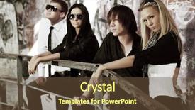  Presentation with abandoned - Amazing PPT theme having young friends in abandoned apartment backdrop and a tawny brown colored foreground