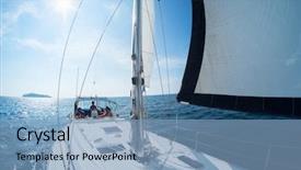  Presentation with blue line - Colorful PPT theme enhanced with young friends sailing backdrop and a light blue colored foreground