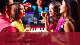  Presentation with champagne - Amazing theme having young-friends-talking-at-party backdrop and a crimson colored foreground