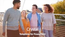  Presentation with group of people silhouettes walking - Amazing slide set having young friends walking across backdrop and a red colored foreground